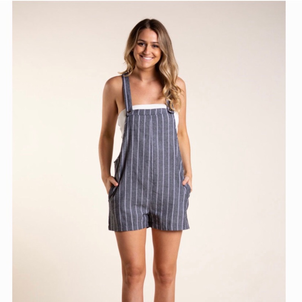 Marlete Pinstripe Overall Romper